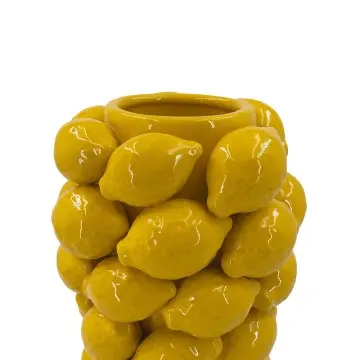 Bright Yellow Lemon-Shaped Ceramic Vase Glossy Home Tabletop Decor Flower