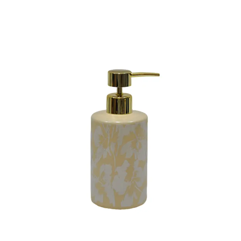 ODM Creamy Yellow Matte Glazed Decaled Floral Stoneware Bathroom 4 - Piece Set Factory, Companies