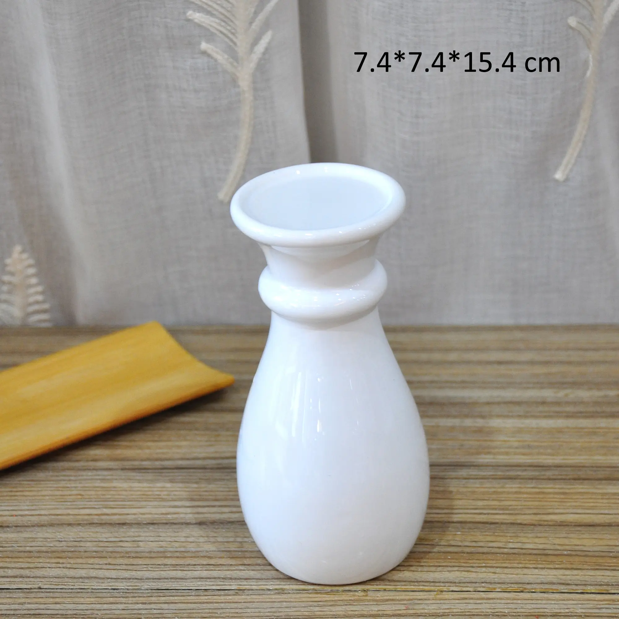 Glossy White Ceramic Ring-Necked Candle Holder