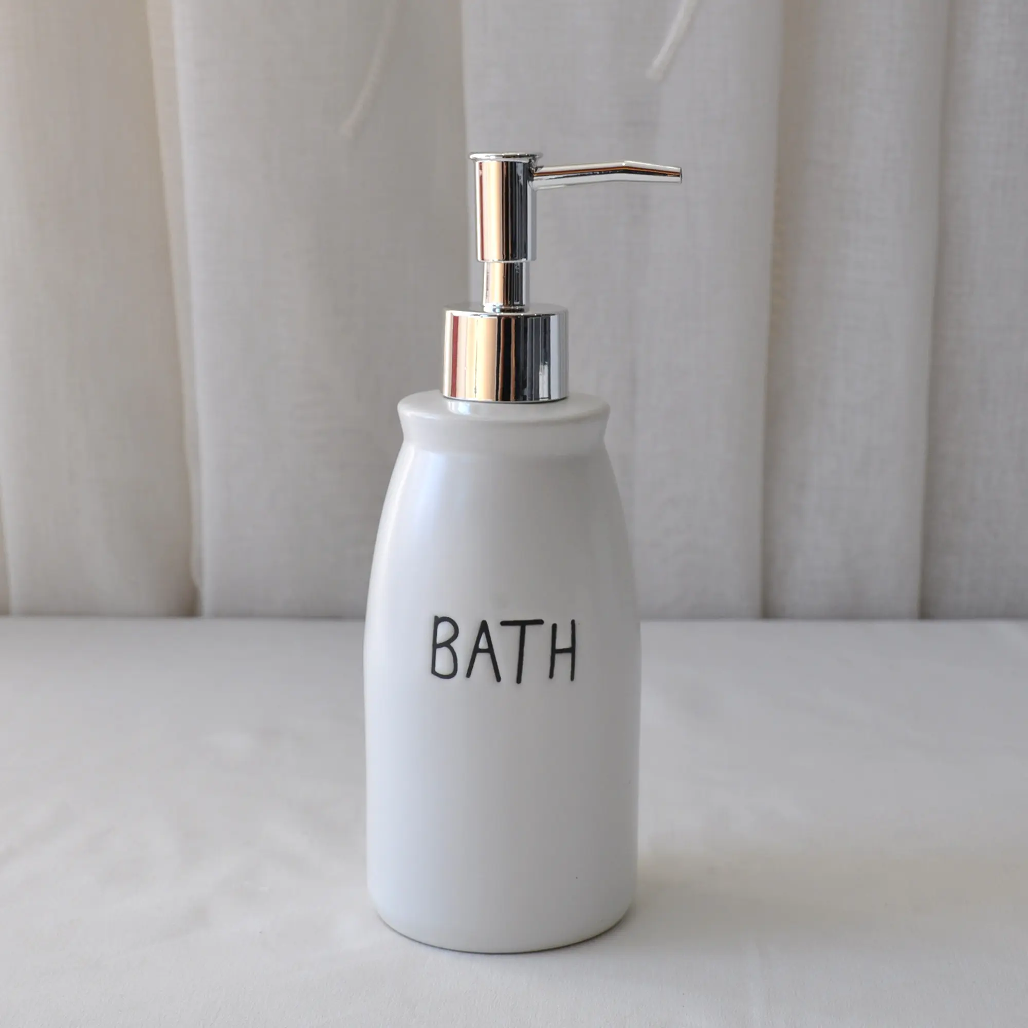 jiashun Minimalist White Stoneware Bathroom Accessory Set with "BATH" Text Exporter, Exporters