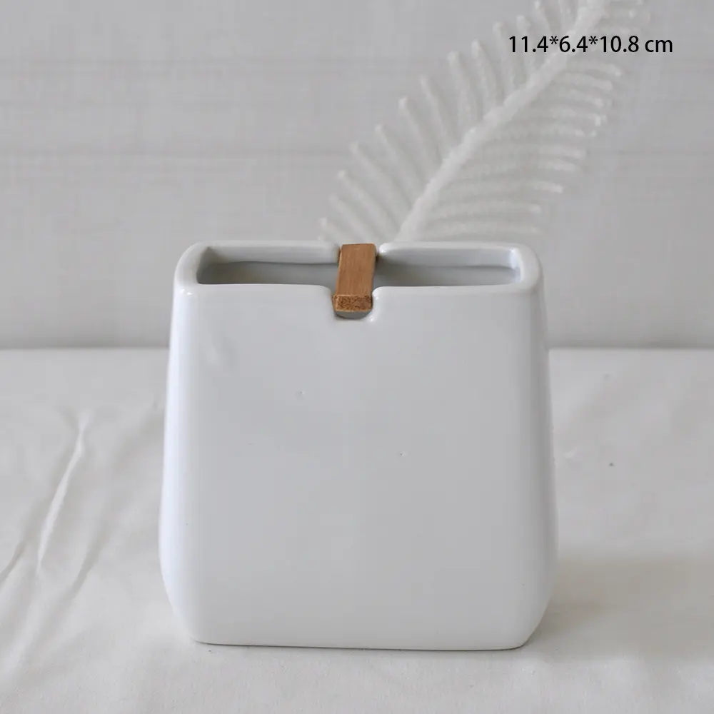 Minimalist White Ceramic Bathroom Set - Detail View