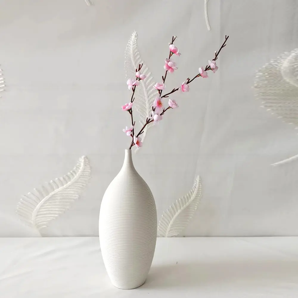 Wholesale Minimalist White Ceramic Vertical Striped Vase Set Suppliers, Exporter