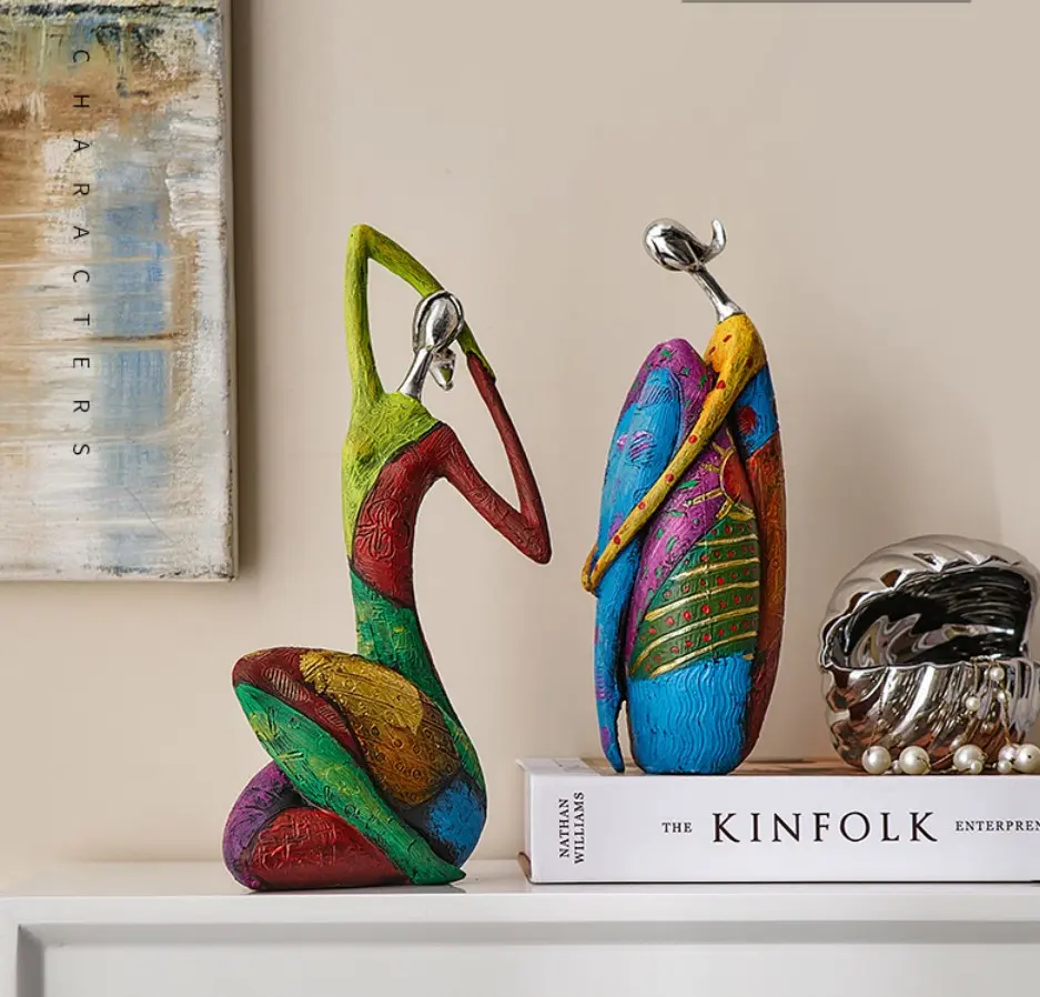 Wholesale Artistic Abstract Painted Resin Figure Sculpture Set of 3 Suppliers, Exporters