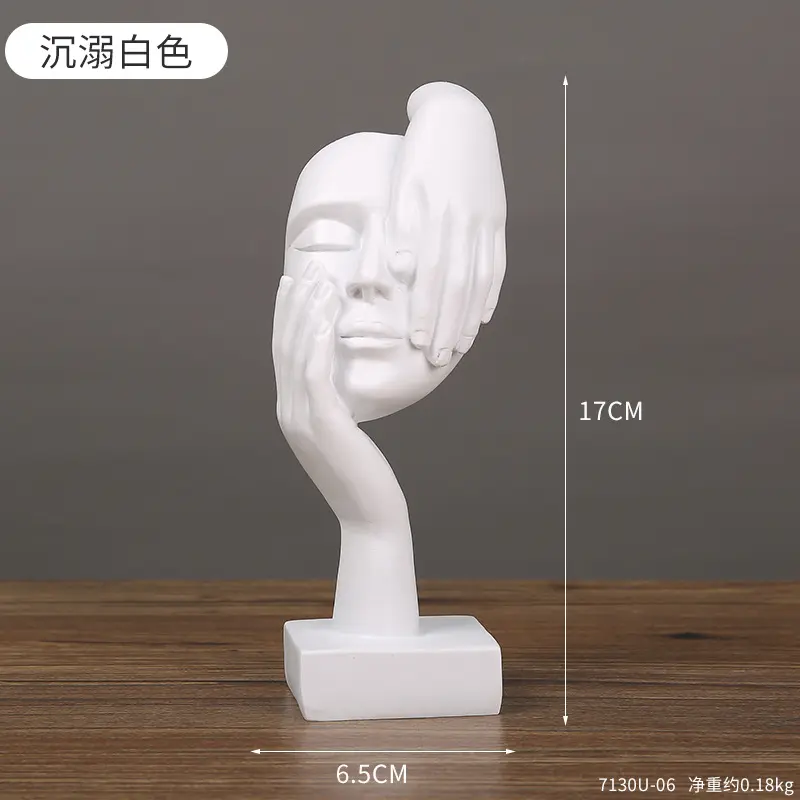 Minimalist White Abstract Resin Sculpture Close Up
