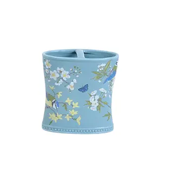 Custom Light Blue Bird & Floral Patterned Dolomite Bathroom 4 - Piece Set Supplier, Exporter