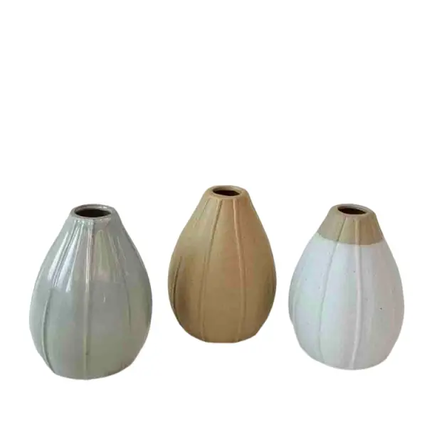 Buy Nordic Minimalist Ribbed Stoneware Bud Vase Exporters, Product