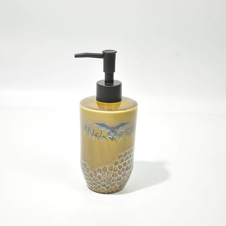 Discount Light Brown Glazed Halloween Ceramic Bathroom Set with Honeycomb Texture & Bat Motifs Exporters, Product