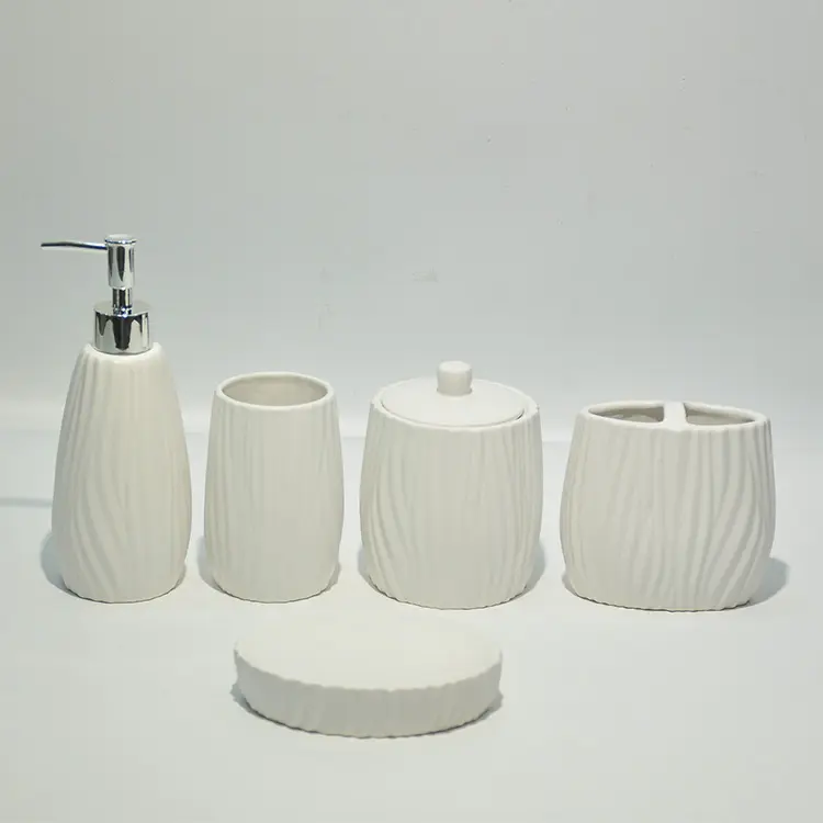 Stoneware Bathroom Accessory Set