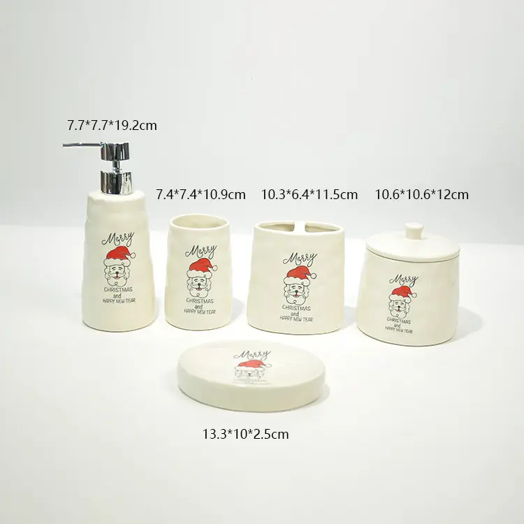 Christmas Santa Claus Ceramic Bathroom 5-Piece Set
