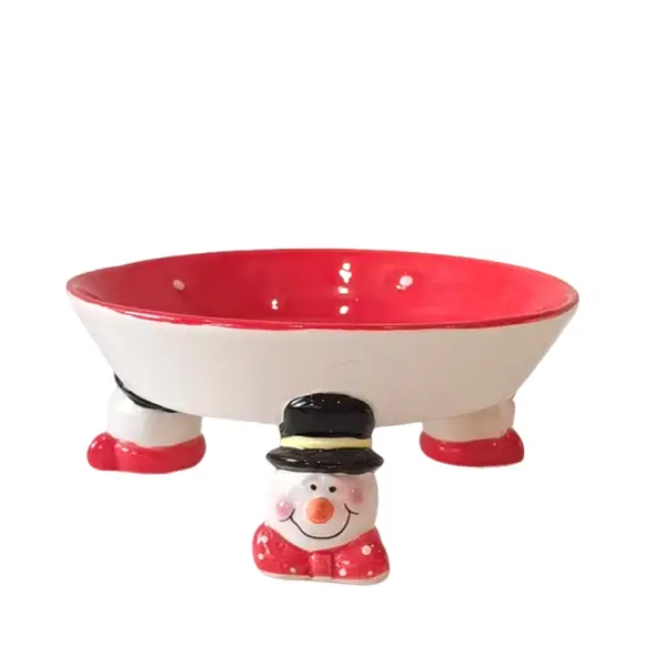Buy Christmas Snowman - Footed Dolomite Ceramic Bowl Factory, Products
