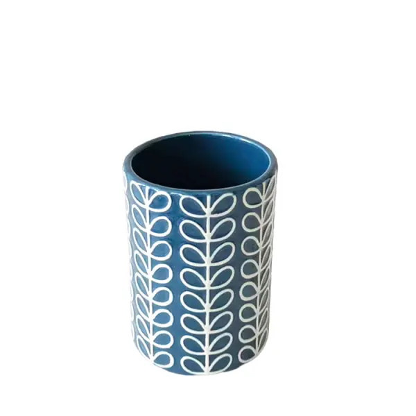 Buy Nordic - Style Blue & White Geometric Leaf - Patterned Ceramic 6 - Piece Bathroom Accessory Set Supplier, Suppliers