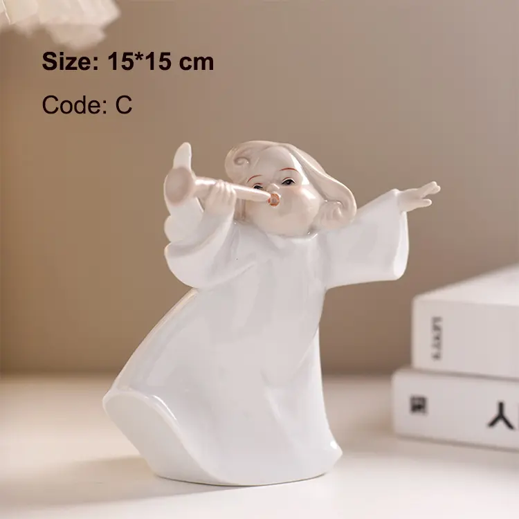 European-Style Holy Musician Angel Ceramic Figurine Set - C