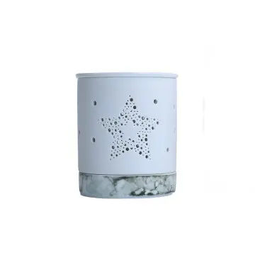 Heart Star Hollow-Out Ceramic Candle Holder Set Marble Pattern Light-Transmitting