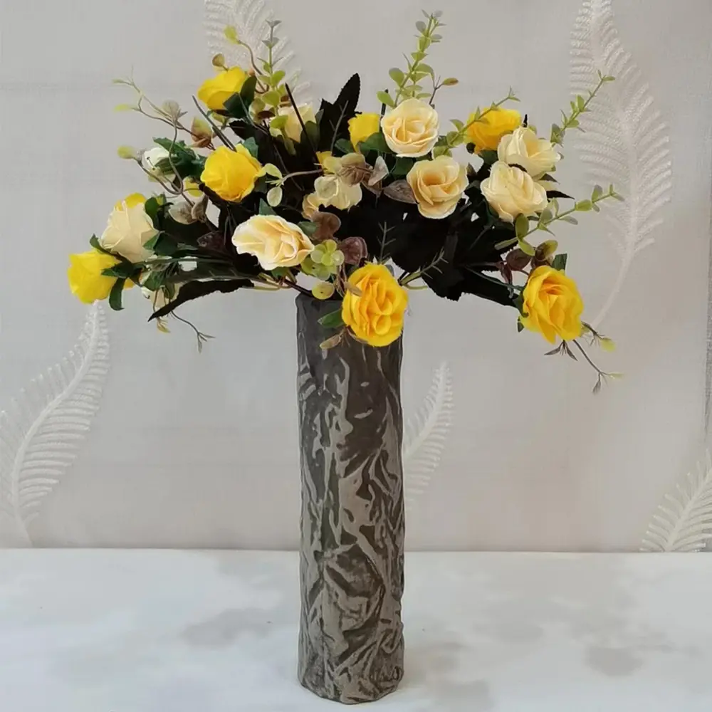 Custom Natural Crinkled Texture Dark Gray Ceramic Vase Exporters, Companies