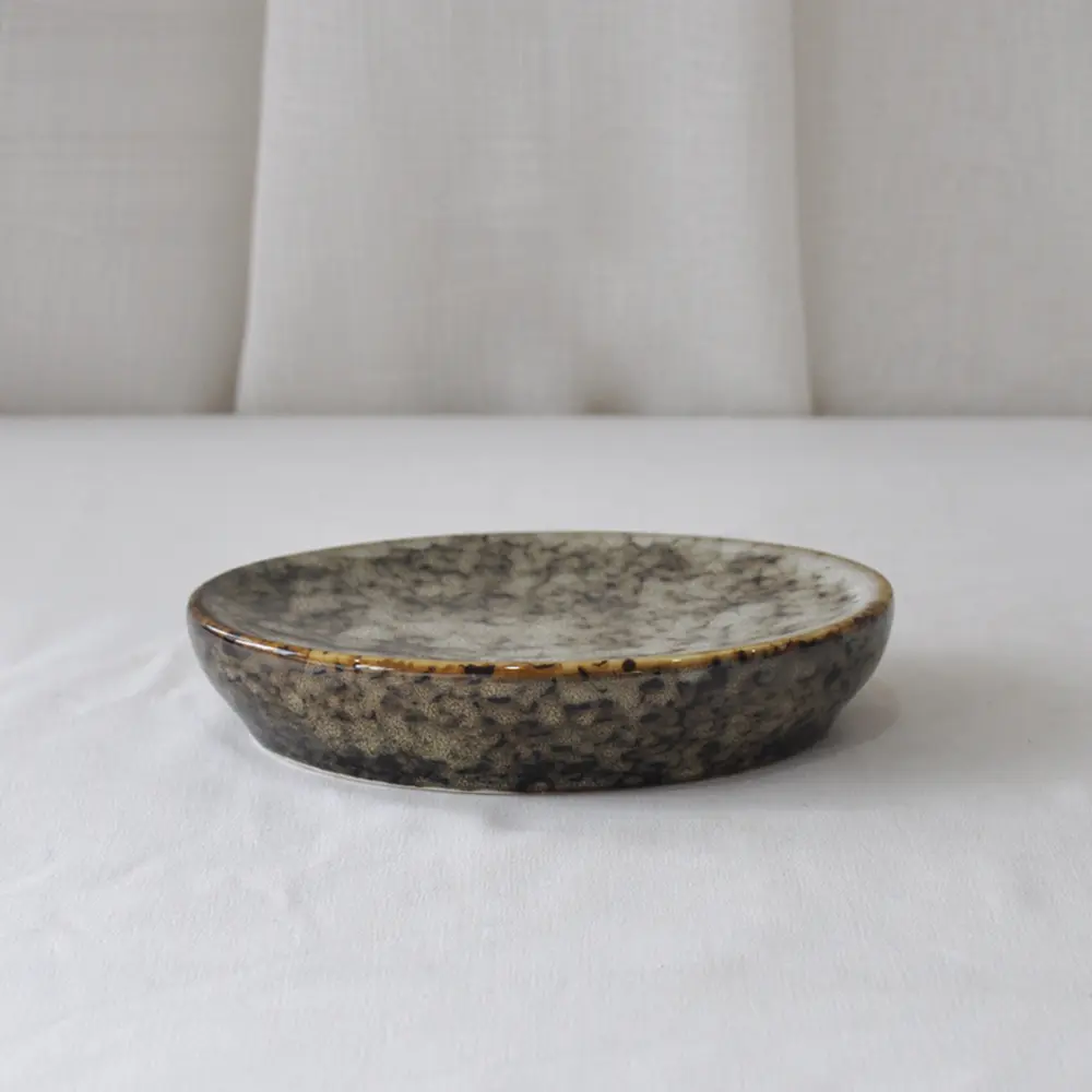 OEM Wabi - Sabi Dark Gray Kiln Changed Speckled Stoneware Bathroom Accessory Set Factory, Exporters