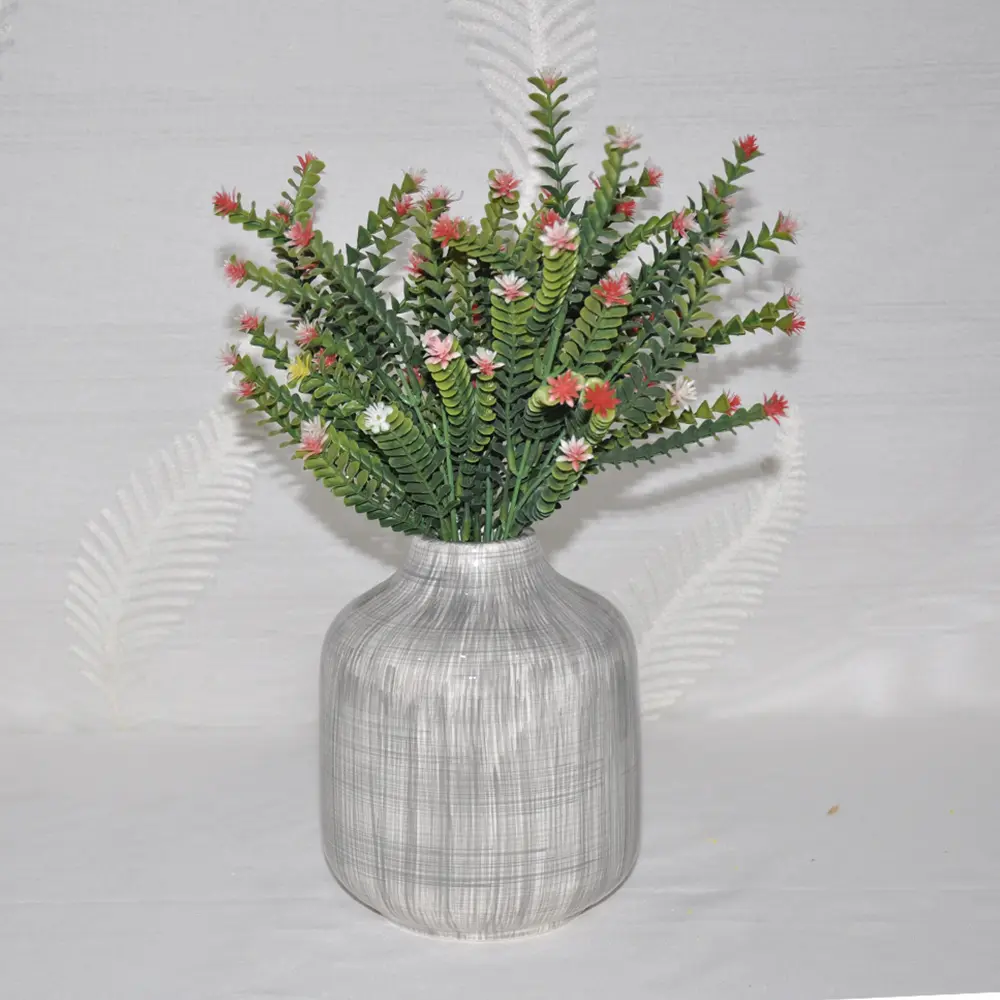 Discount Modern Minimalist Grey  White Line Patterned Ceramic Vase Set Factories, Companies