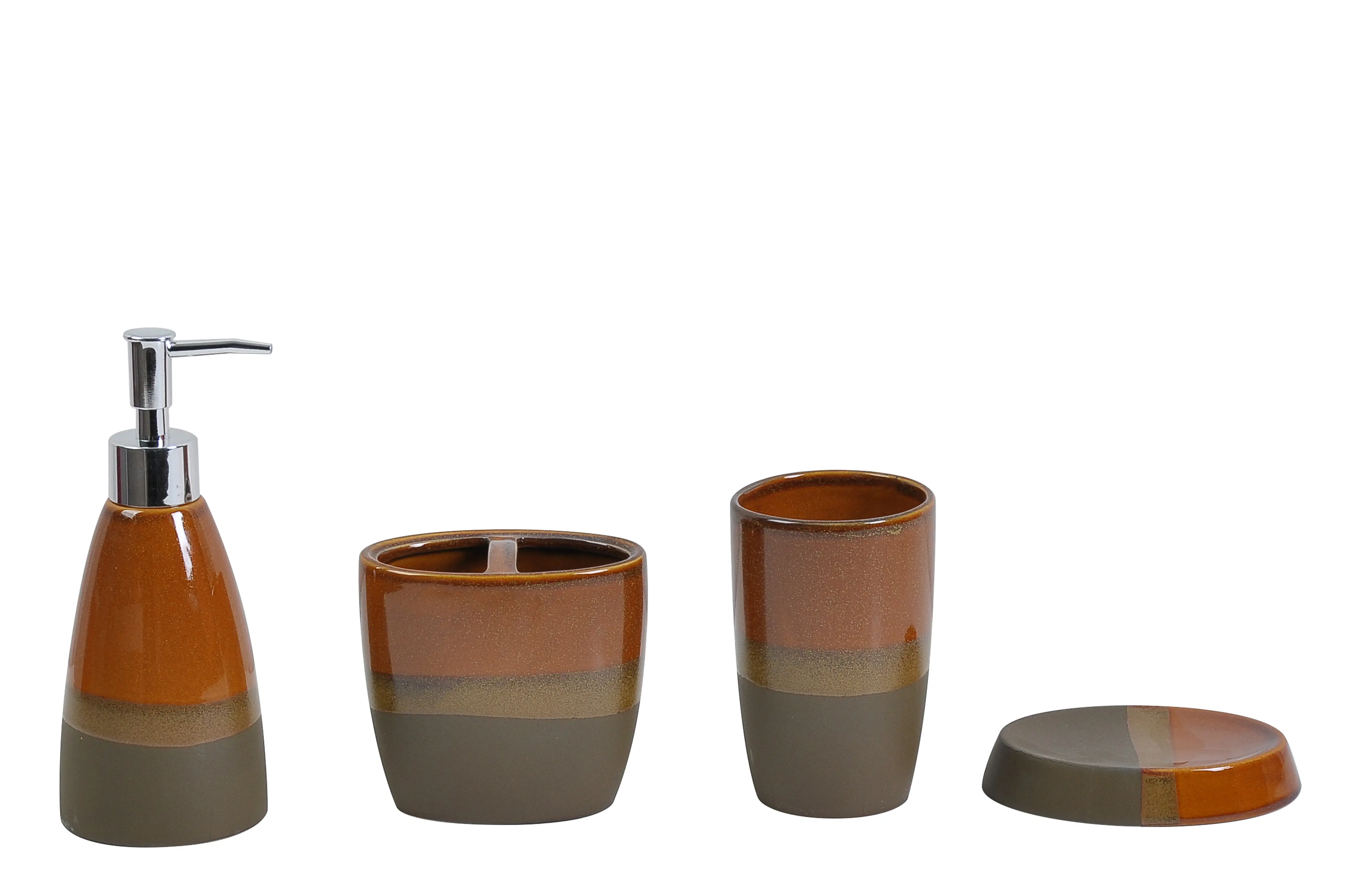 Custom Modern Minimalist Brown - Beige Gradient Ceramic Bathroom Accessory Set Company, Product