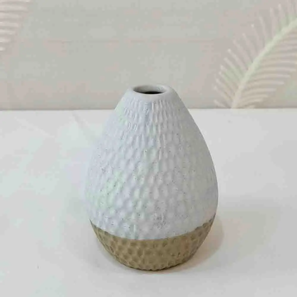 Buy Morandi Color Honeycomb Texture Teardrop-Shaped Stoneware Vase Suppliers, Factory