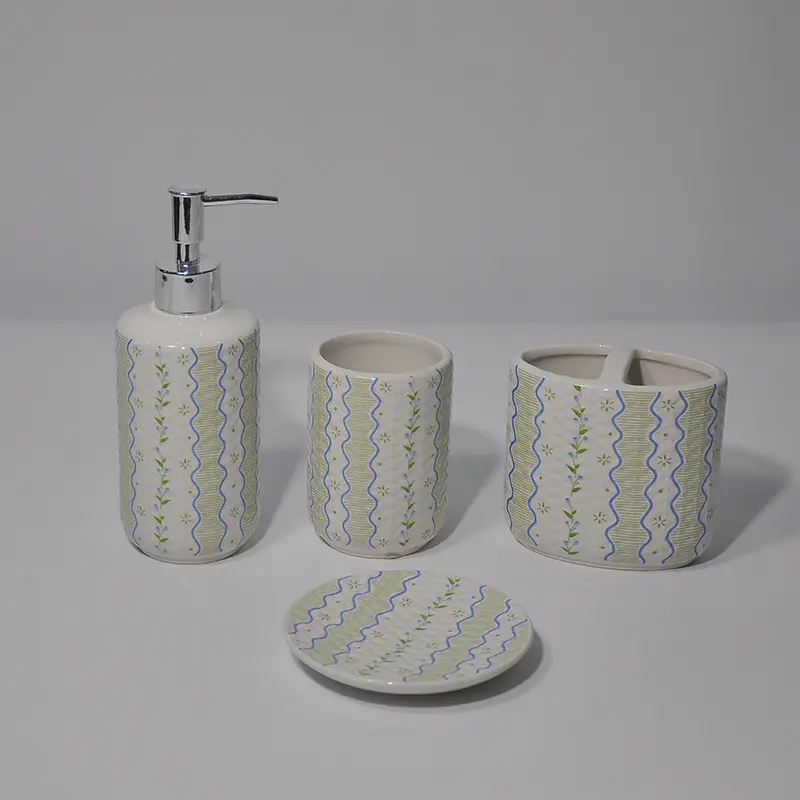 China Spring series floral texture bathroom four piece set Manufacturer, Exporters