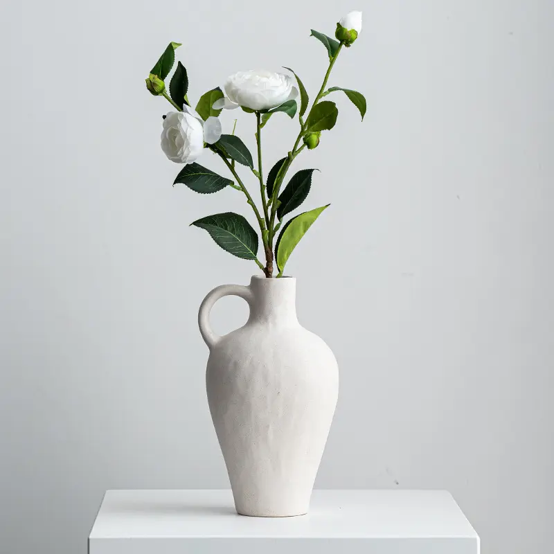 Discount Milky White Speckled Single-Handle Ceramic Vase Factories, Company