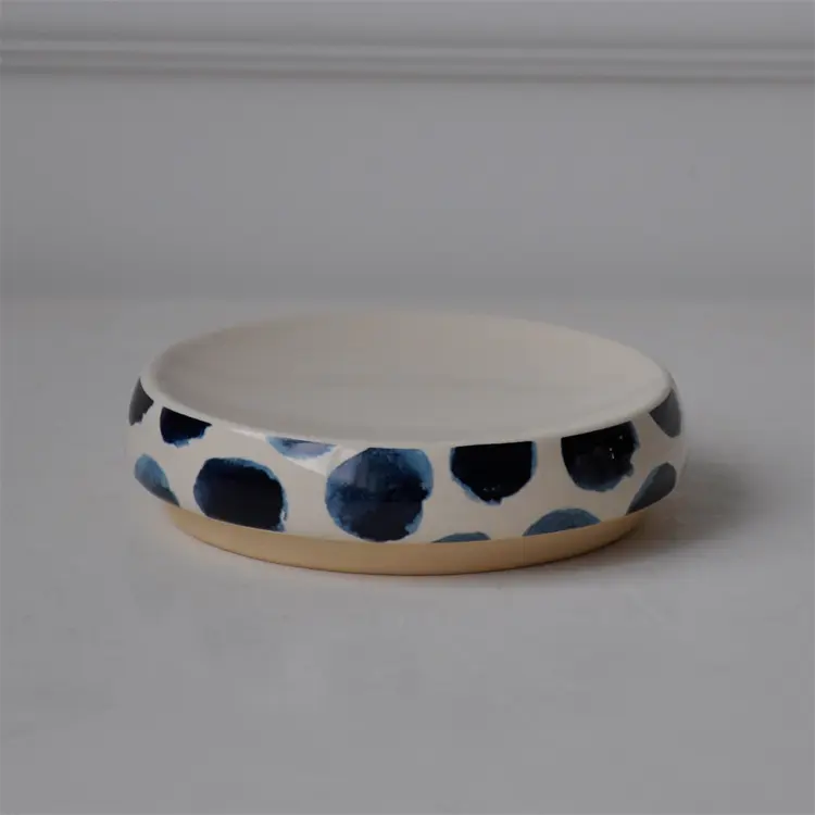 Cheap Artistic Hand - Painted Blue - White Polka Dot Ceramic Bathroom Accessory Set Company, Companies