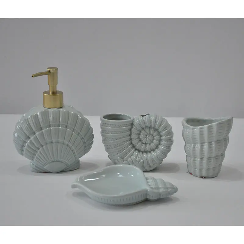 ODM Ocean series shell shaped bathroom four piece set Factories, Product