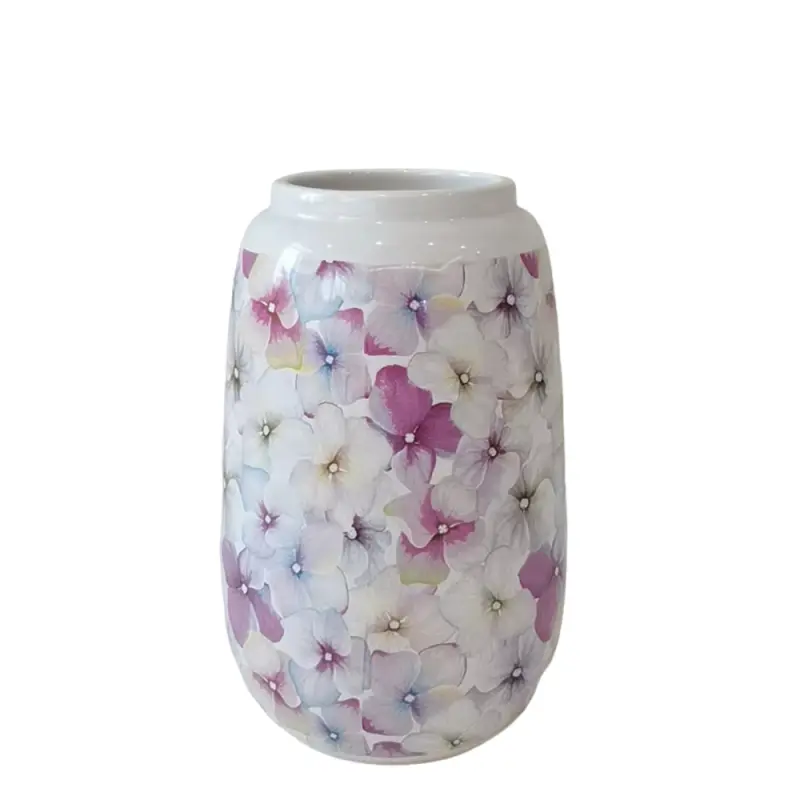 ODM Watercolor Hydrangea Pattern White Ceramic Vase Exporter, Company