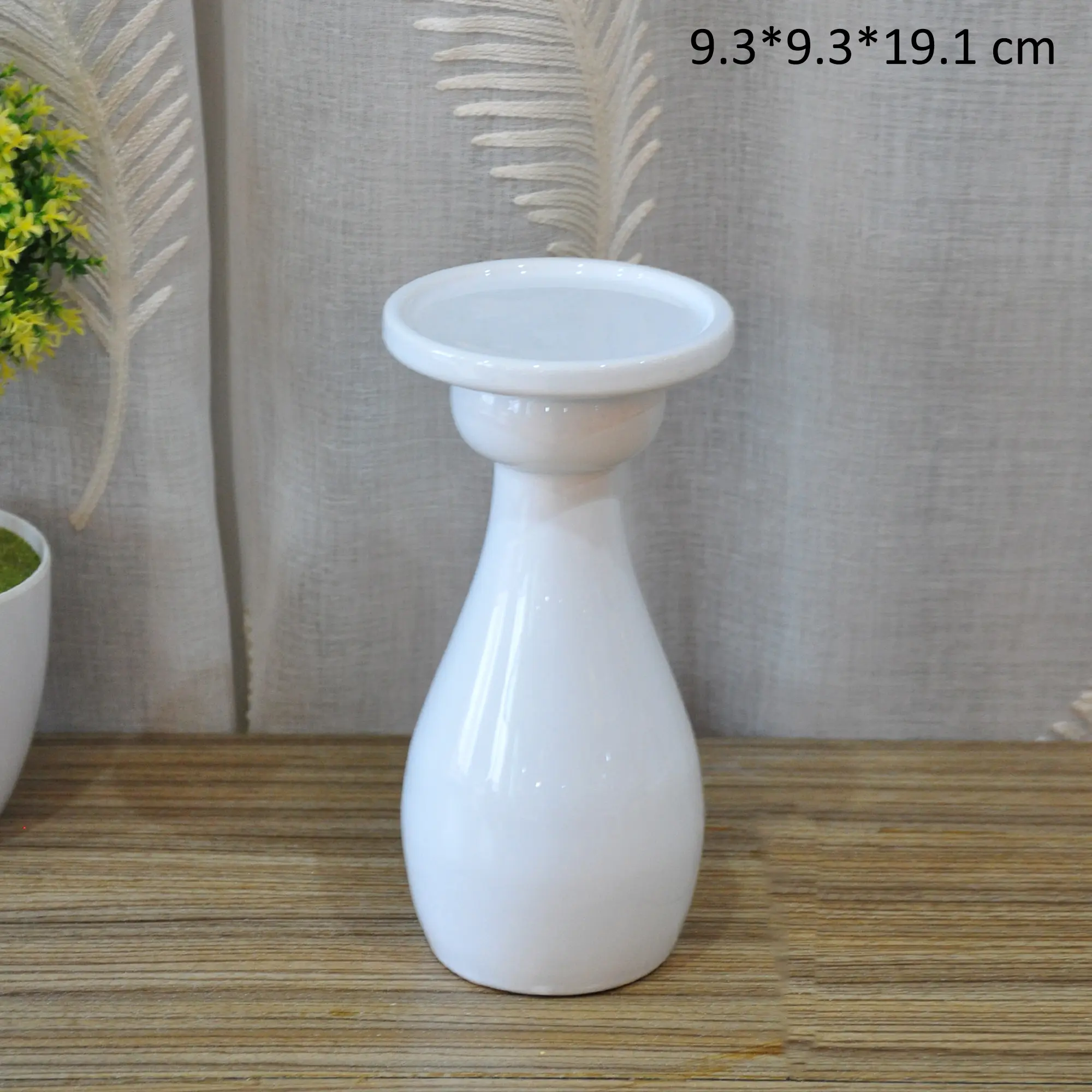 Pure White Glossy Wide-Mouth Ceramic Candle Holder