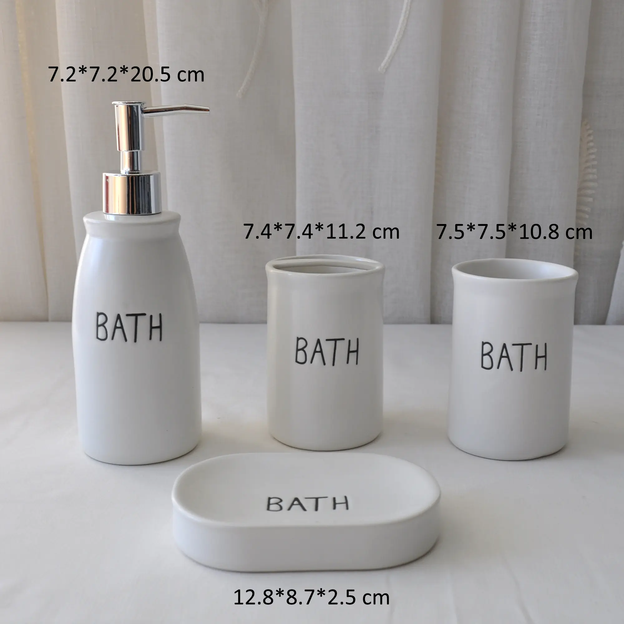 Minimalist White Stoneware Bathroom Accessory Set