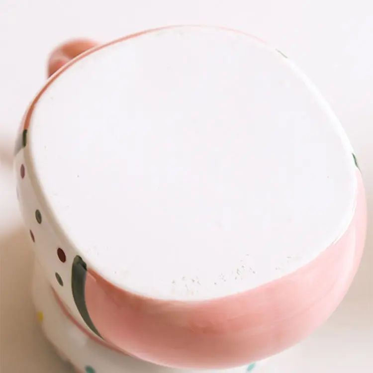 Custom Pink White Polka Dot Hand-Painted Christmas Ceramic Mug Factories, Company