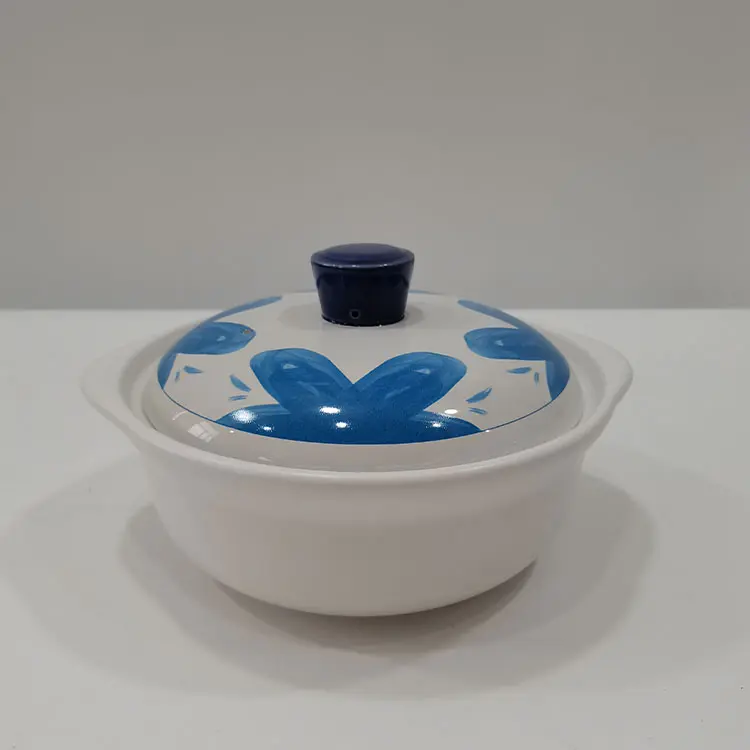China White Casserole with Blue Floral Pattern Manufacturer, Companies