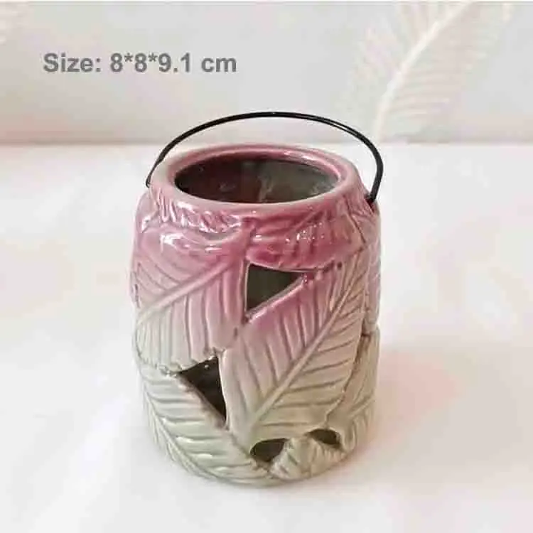 Artistic Leaf Embossed Candle Holder Large