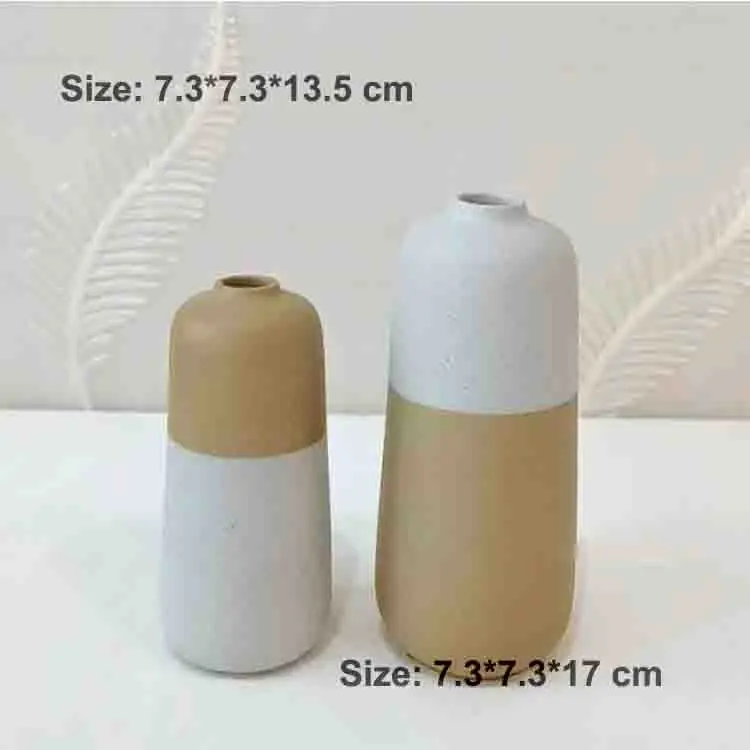 Morandi Two-Tone Spliced Straight Stoneware Vase Set