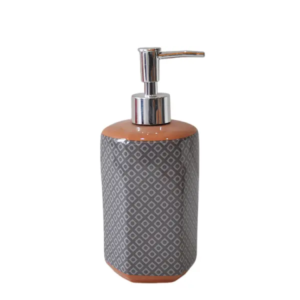 jiashun Gray & Orange Geometric - Patterned Stoneware Bathroom 5 - Piece Set Supplier, Products