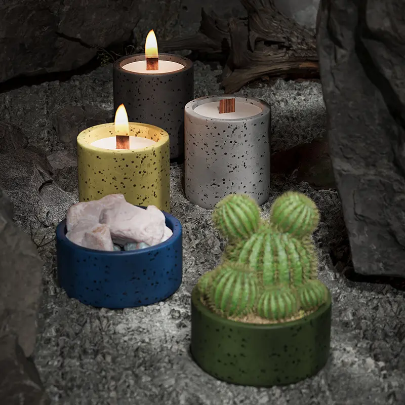 China Multicolor Speckled Texture Cement Aromatherapy Candle Cup Manufacturer, Factories