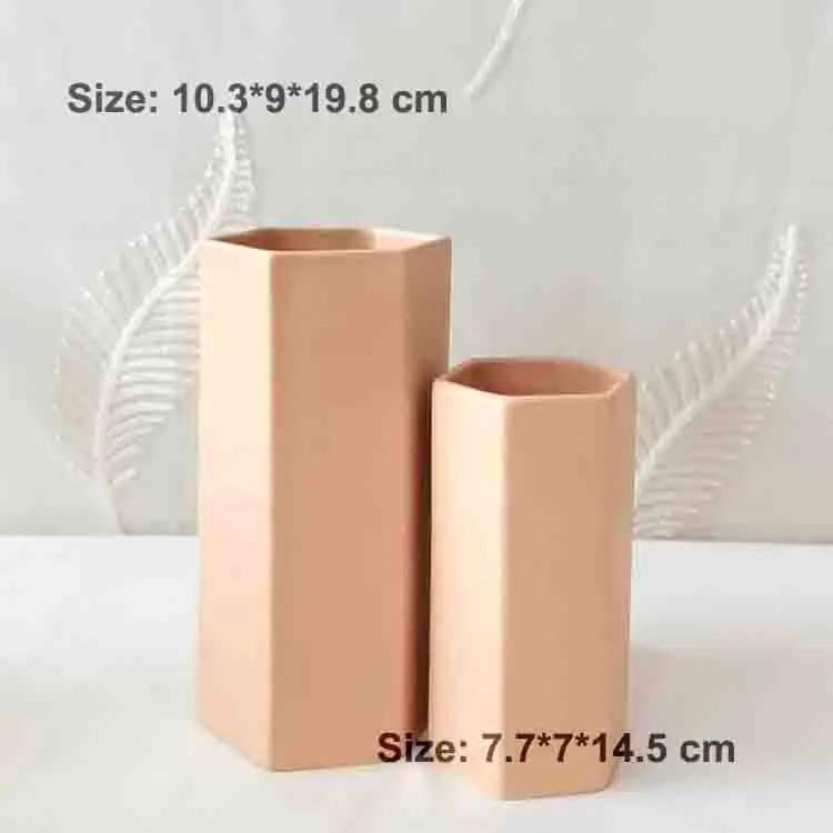 Minimalist Morandi Hexagonal Stoneware Vase