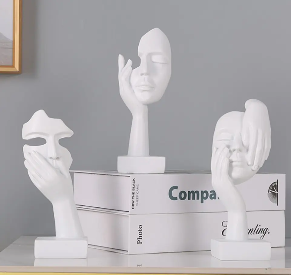 Buy Minimalist White Abstract Face-Hand Resin Art Sculptures Supplier, Companies