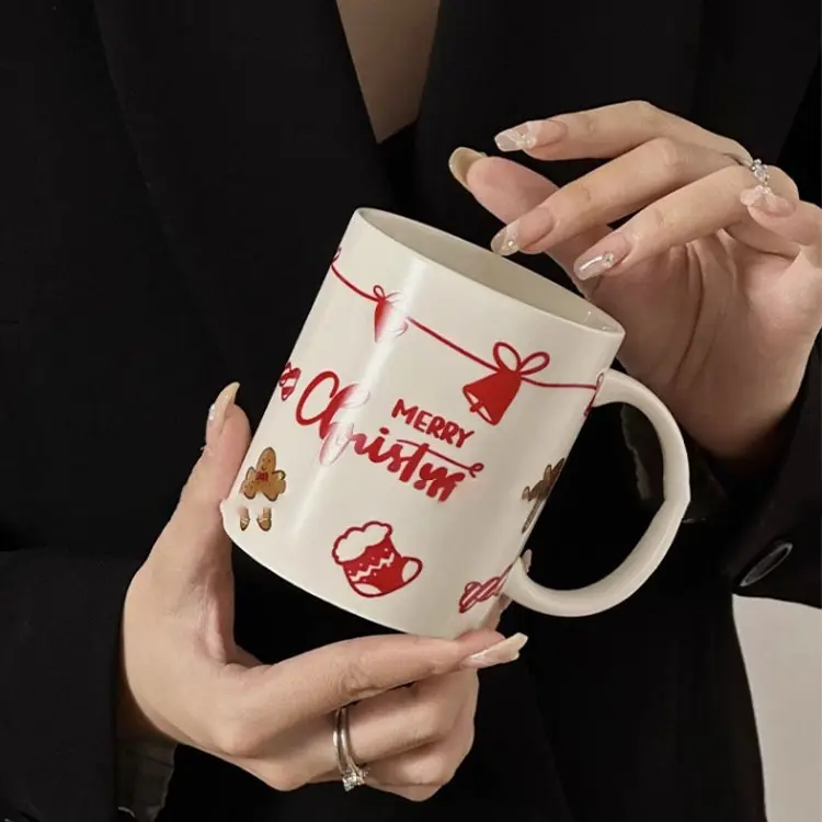 Buy Red White Christmas Elements Hand-Painted Ceramic Mug Factories, Exporters