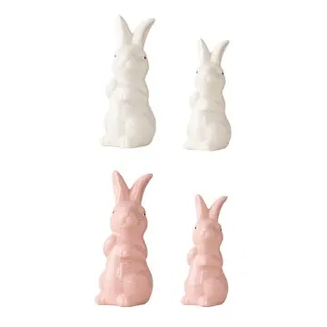 Cute Rabbit-Shaped Ceramic Decor Set 4-Piece 2 Sizes 2 Colors Pink White