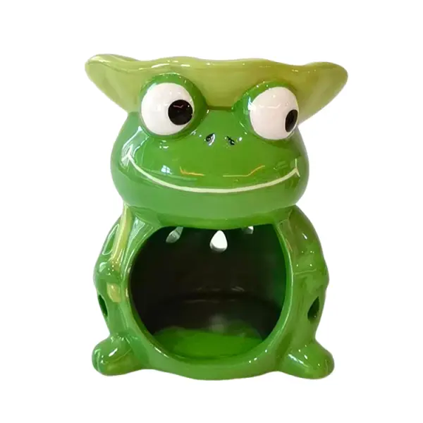 Custom Adorable Green Frog - Shaped Dolomite Candle Holder Company, Companies