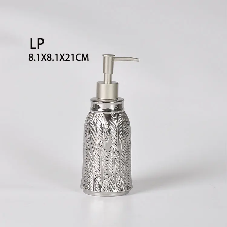 Silver Glazed Ceramic Bathroom Set - Detail View