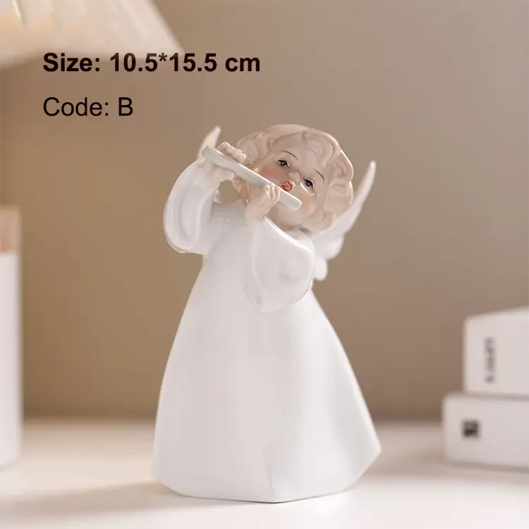 European-Style Holy Musician Angel Ceramic Figurine Set - B