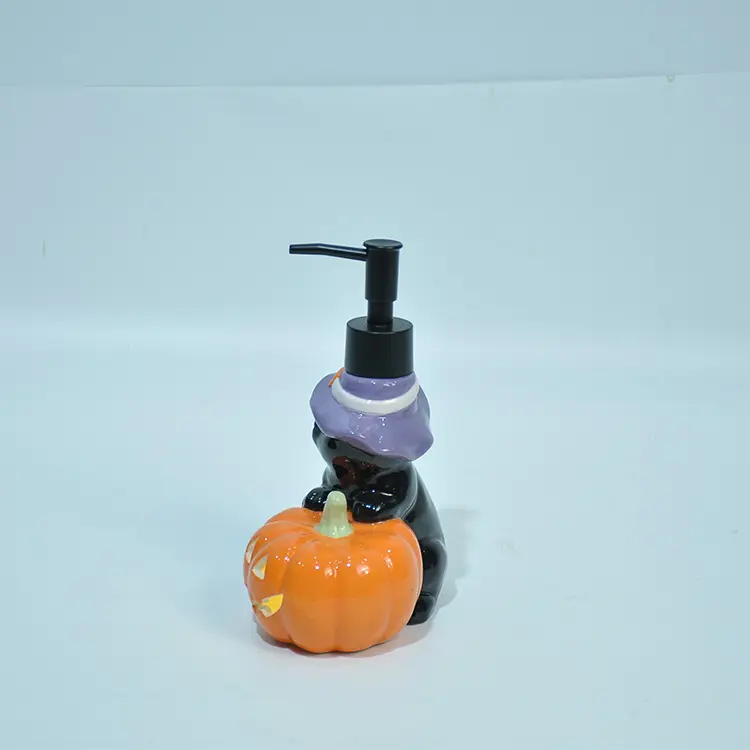 ODM Halloween Black Cat & Pumpkin Dolomite Lotion Dispenser Factory, Factories