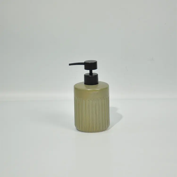 Wholesale Light Olive Green Ribbed Ceramic Bathroom Accessory Set - Minimalist Modern Design Suppliers, Companies