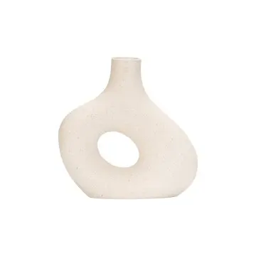 Modern Minimalist Hollow Ring Ceramic Vase Set Black White Home Decor