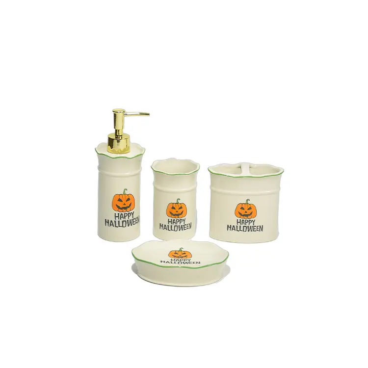 China Harvest Festival White Ceramic 4-Piece Bathroom Set Manufacturer, Supplier