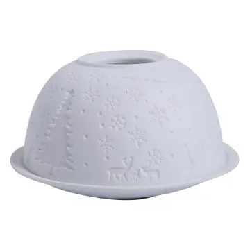 Embossed Pattern Hemispherical Ceramic Candle Holder Light-Transmitting Tabletop
