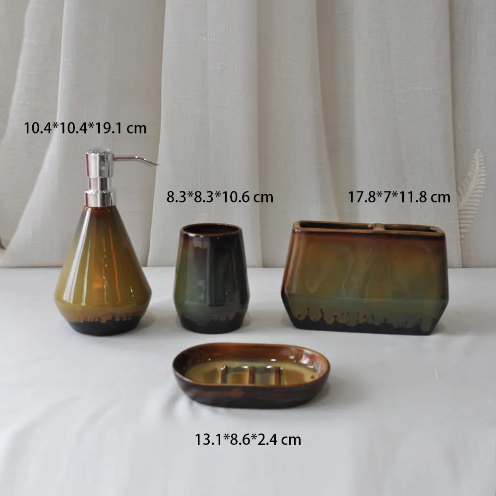 Modern Geometric Stoneware Bathroom Set