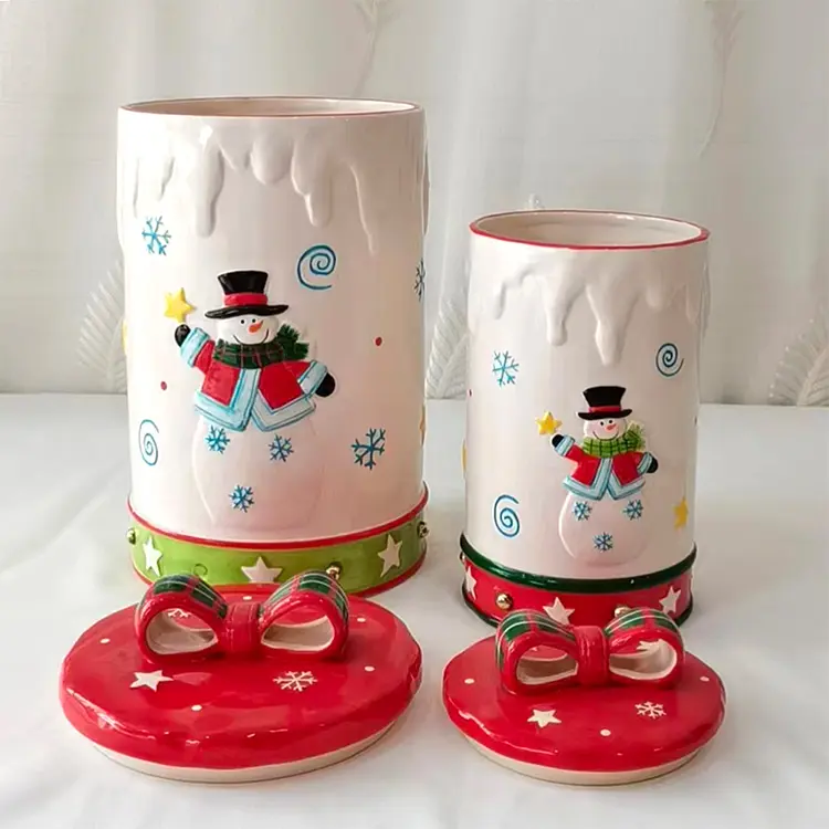 China Christmas Snowman Bow - Topped Dolomite Storage Jar Set Factories, Exporters