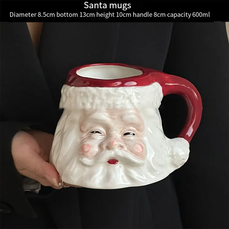 3D Santa Face Ceramic Christmas Mug